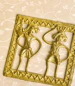 Sowpeace Handcrafted dhokra Square plate Wall of Squared Sanguine brass showpiece, wall home decor for living room.
