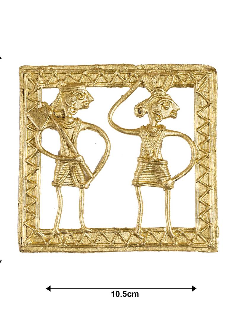 Sowpeace Handcrafted dhokra Square plate Wall of Squared Sanguine brass showpiece, wall home decor for living room.