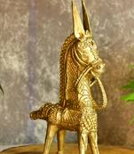 SOWPEACE Handcrafted dhokra Art Horse Brass showpiece, Tabletop Home Decor for Living Room.