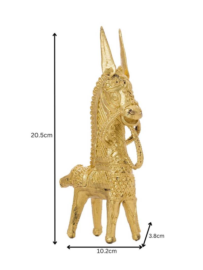 SOWPEACE Handcrafted dhokra Art Horse Brass showpiece, Tabletop Home Decor for Living Room.