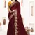 Maroon resham zari embroidery satin silk saree