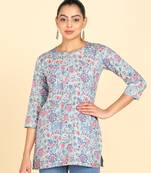 Vahson women floral print cotton blend straight kurti multicolor