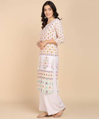  printed cotton blend straight kurta multicolor 2