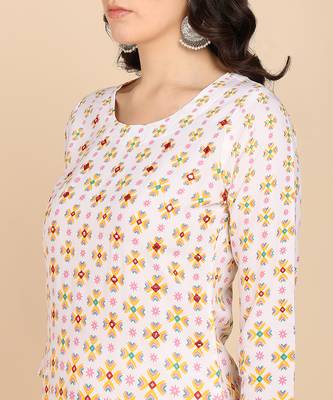  printed cotton blend straight kurta multicolor 5