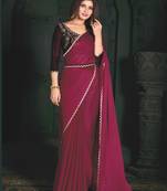 Pink Plain Art Silk Saree With Blouse Piece