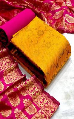 Riva enterprise women's banarasi silk with jacquard woven excluive/party wear dress material 1