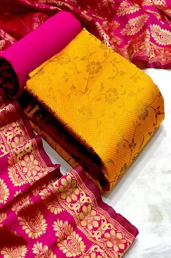 Riva enterprise women's banarasi silk with jacquard woven excluive/party wear dress material