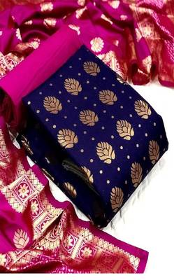 Riva enterprise women's banarasi silk with jacquard woven excluive/party wear dress material 1