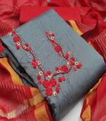 Riva enterprise women's cotton with  embroidery and heavy duppata exclusive dress material