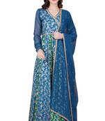 Angrakha style full length foil printed rayon fabric style anarakali dress with mirror work dupatta by sufiza lifestyle