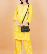 Chikankari mustard yellow kurta with plazzo with hand embroidery by sufiza lifestyle