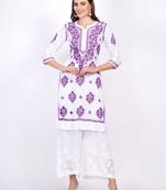 Chikankari modal cotton kurta featured by tradition lucknowi chikankari white thread hand embroidery by sufiza lifestyle