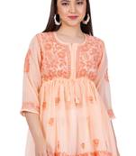 Chikankari georgette peplum dress with thread ghas pati hand embroidery best summer collection by sufiza lifestyle