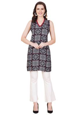 Rayon black sraight kurti with sleevless style best wear for spring summer season by sufiza lifestyle 3