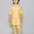 Kurta set with self embriodered button up jacket- yellow
