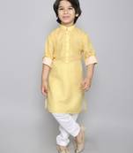 Cotton kurta set with geometrical print- yellow