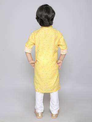 Cotton kurta set with bhandini print- yellow 2