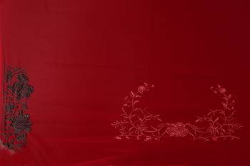 Maroon Black Zari Resham Embroidered Georgette Party Wear Saree With Blouse Piece 5