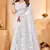 White Zari Resham Embroidered Georgette Party Wear Saree With Blouse Piece