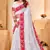 Red White Zari Resham Embroidered Georgette Party Wear Saree With Blouse Piece