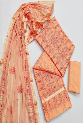 Riva enterprise women's cotton with aari embroidered excluive/party wear dress material
