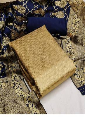 Riva enterprise women's banarasi jacquard woven excluive/party wear dress material 1