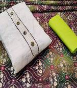 Riva enterprise women's khadi cotton top and duppata exclusive embroidred dress material with bottom