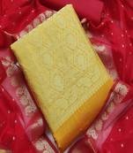 Riva enterprise women's banarasi silk with jacquard print heavy duppatra exclusive dress material