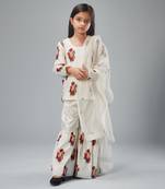 Ivory chanderi printet sharara set