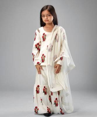 Ivory chanderi printet sharara set 2