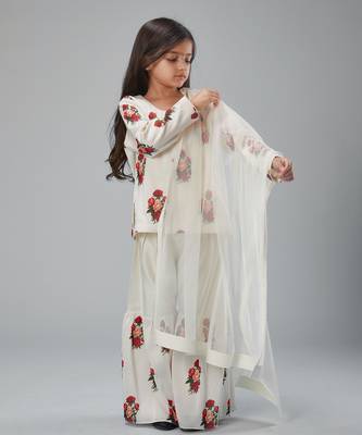 Ivory chanderi printet sharara set 3