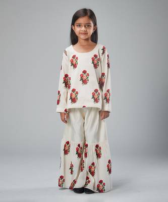 Ivory chanderi printet sharara set 4