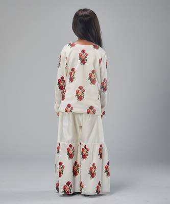 Ivory chanderi printet sharara set 5