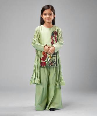 Mint greenchanderi printet sharara set 1