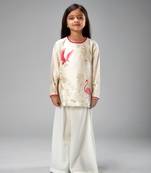 Ivory chanderi printed short kurti set