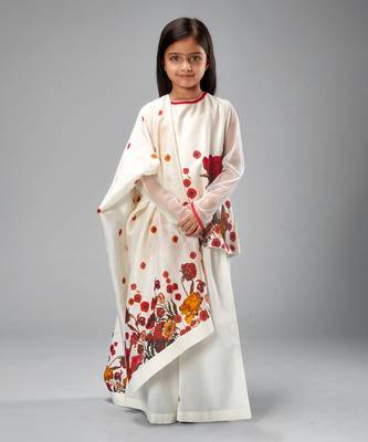 Ivory chanderi printed short kurti set 1