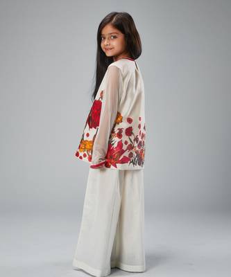 Ivory chanderi printed short kurti set 3