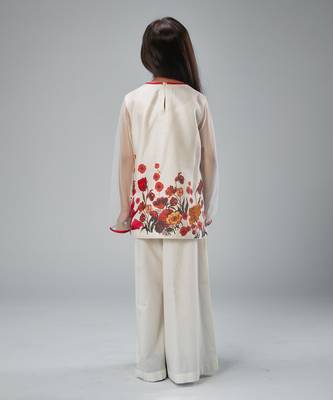 Ivory chanderi printed short kurti set 4