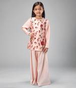 Pink chanderi printed short kurti set