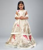 Ivory chanderi printed  lehanga set