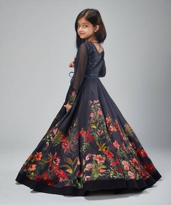 Black chanderi printed  lehanga set 2
