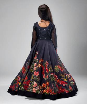 Black chanderi printed  lehanga set 3