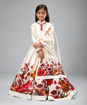 Ivory chanderi printed  floor length anarkali 1