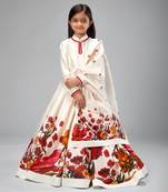 Ivory chanderi printed  floor length anarkali