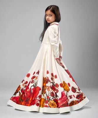 Ivory chanderi printed  floor length anarkali 2