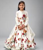 Ivory chanderi printed  floor length anarkali