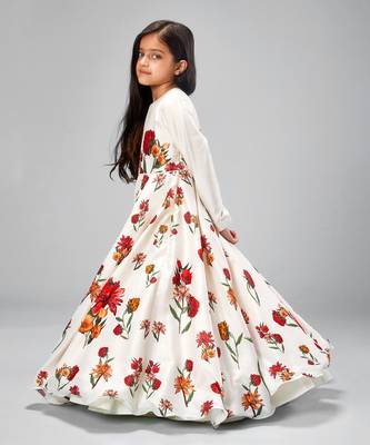 Ivory chanderi printed  floor length anarkali 2
