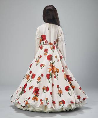 Ivory chanderi printed  floor length anarkali 3