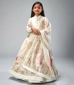 Ivory chanderi printed  floor length anarkali