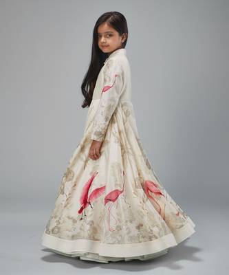Ivory chanderi printed  floor length anarkali 2